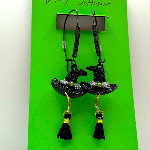 Betsey Johnson Sparkle Witch Hat Earrings NWT - Picture 1 of 6